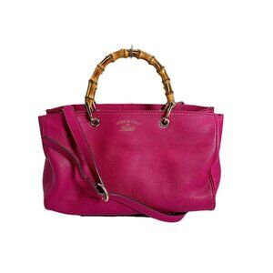 Gucci 2-Way Bag Tote Bamboo Handbag Pink